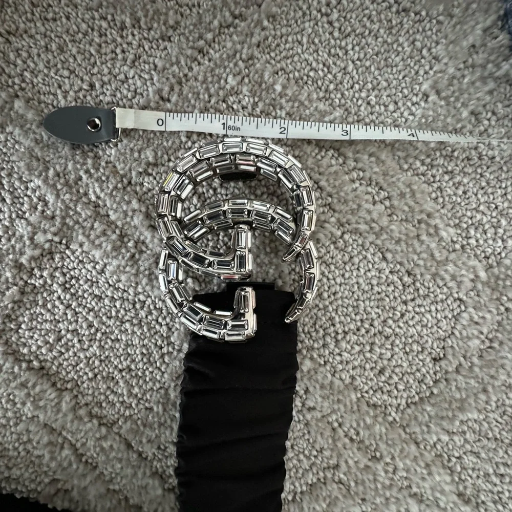 GUCCI black stretch belt in super rich stretchy satin size 80/32 - Picture 4 of 5